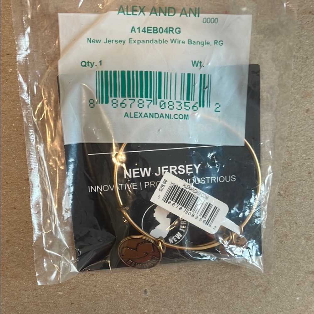 Alex and Ani Gold New Jersey Charm Bracelet